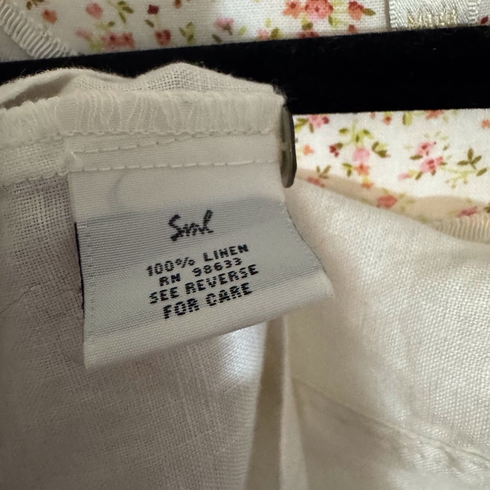 ❌❌❌Kleen Size Small White Linen Lagenlook V-Neck Button Up Sleeveless Blouse Top - Picture 5 of 6